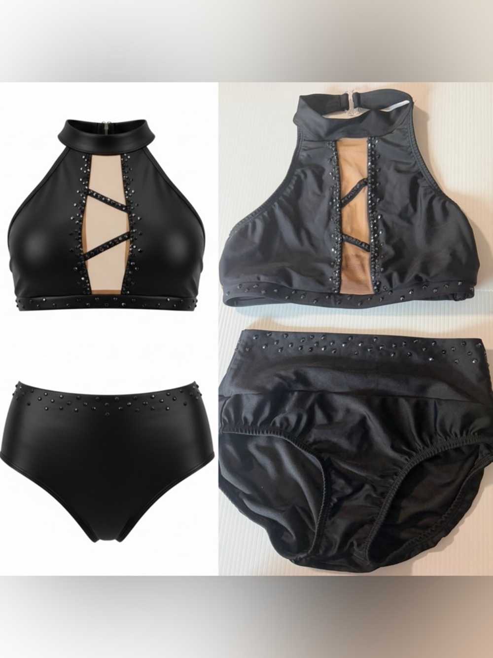 AA dance design costume black 2 piece rhinestoned custom moonlight SA adult